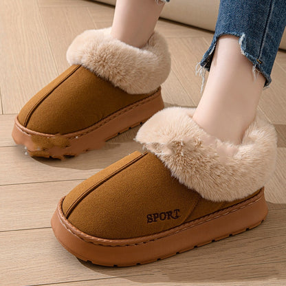 Cozy Plush Soft Slippers Shoes For Women Non-Slip Platform Shoes With Faux Fur Lining Mute Sole And Comfortable Fit For Indoor Wear